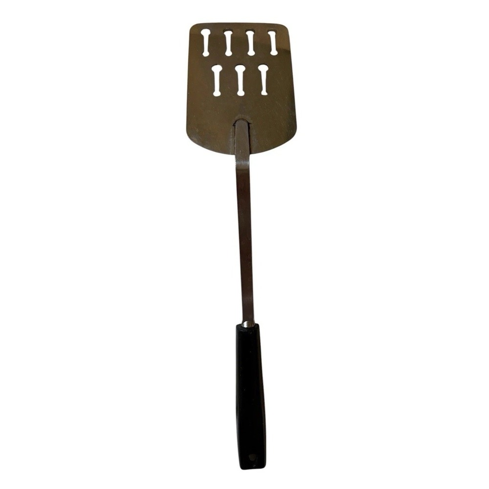 Vintage Ekco USA Keyhole Slotted Spatula Turner Stainless Steel Black Handle 13"